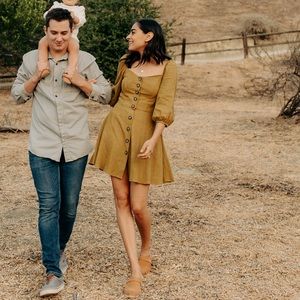 ZARA 🖤 green button down dress